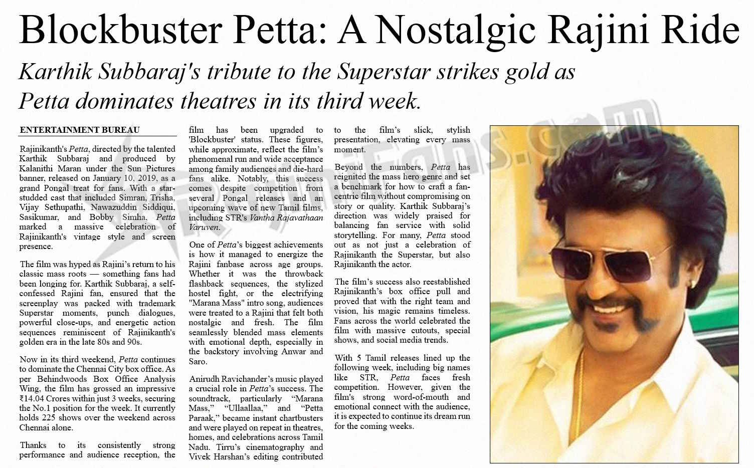 Petta Box Office Milestones - Rajinikanth’s Record-Breaking Film