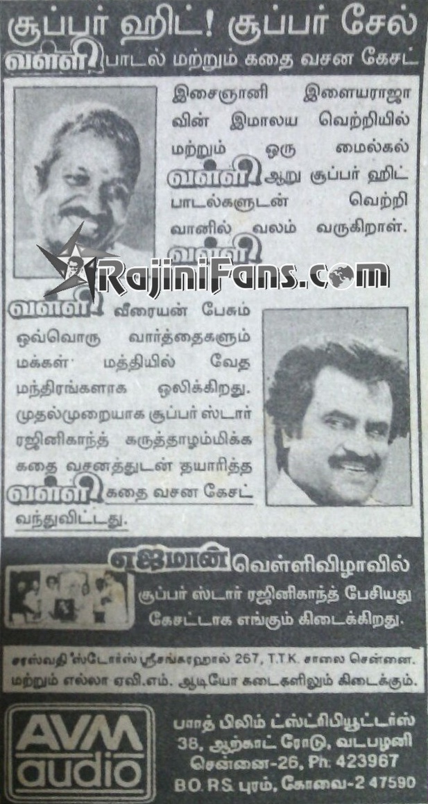 Valli Movie Box Office Success - Rajinikanth's Guest Role and Record ...